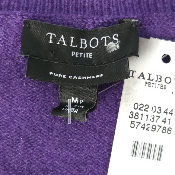 Talbots Petites 100% Cashmere V-Neck Sweater PM Purple Luxury Soft Knit New - Picture 5 of 9